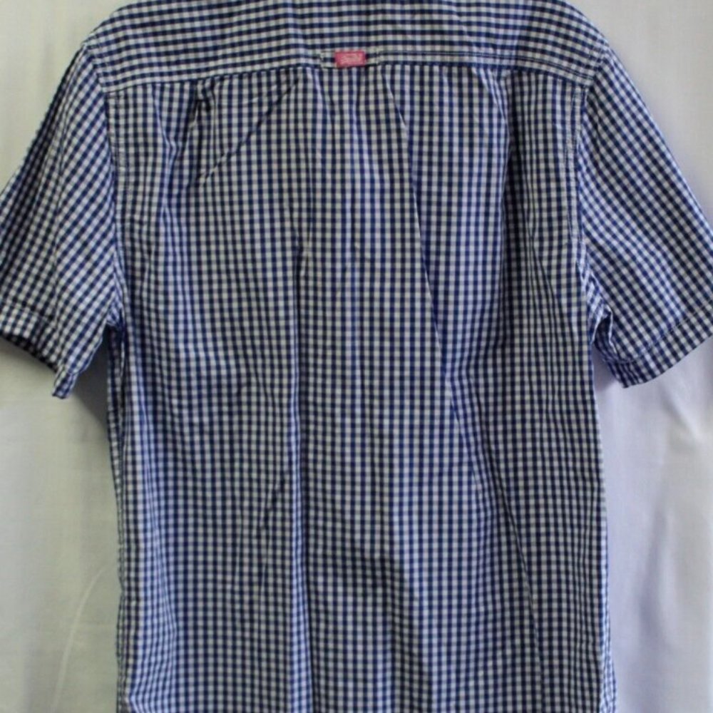 Superdry Mens Shirt  Medium short sleeved cotton blue check excellent stunning - Picture 8 of 13
